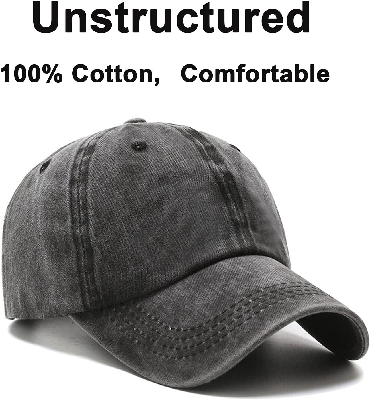 PFFY 2 Packs Vintage Washed Distressed Baseball Cap Golf Dad Hat for Men Women - Image 3